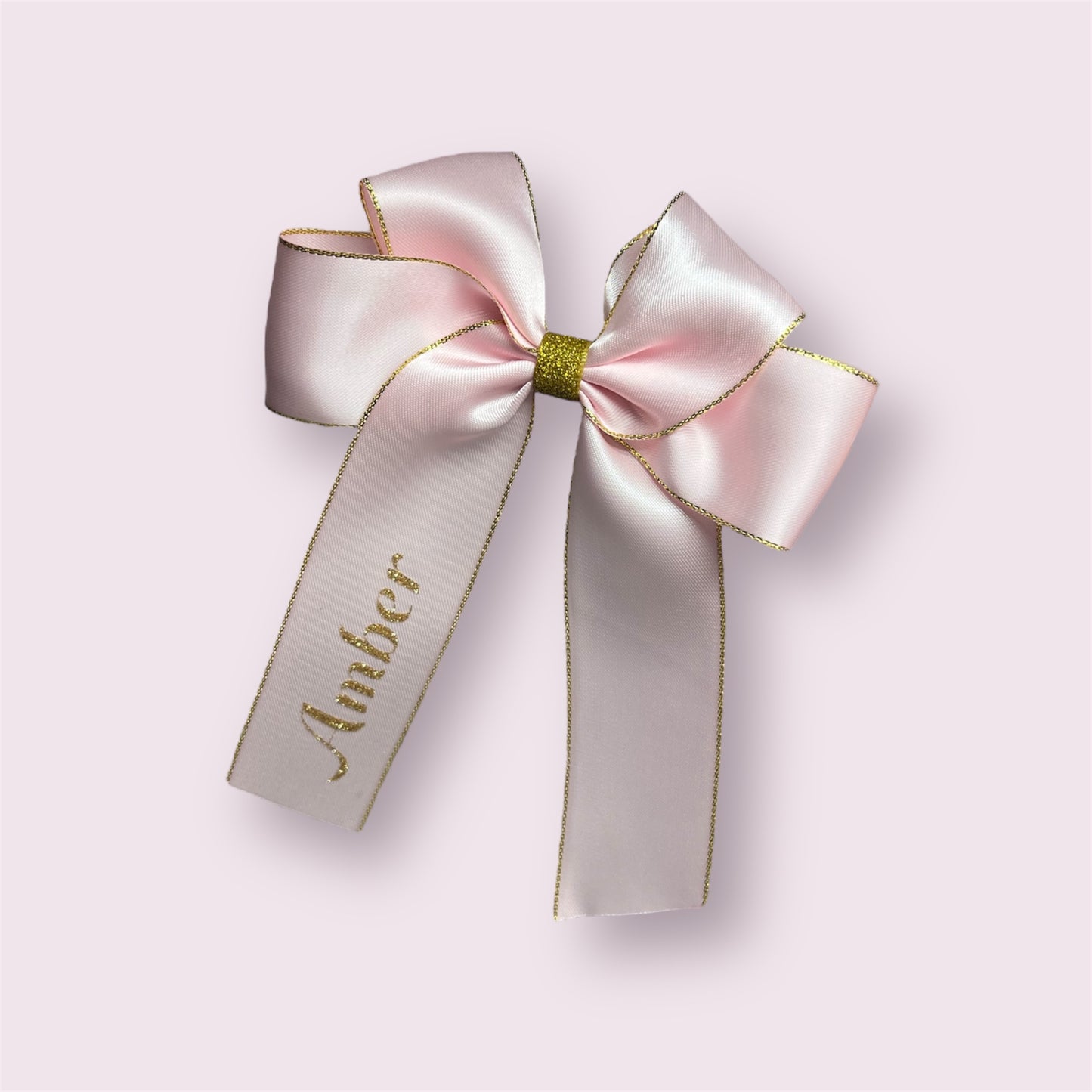 Pink and gold ribbon hair bow (please read description)