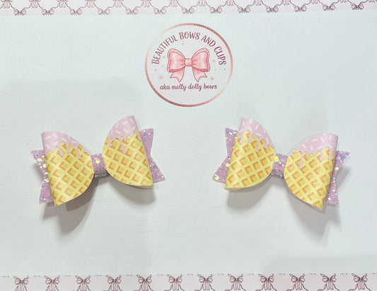 Icecream hair bow set