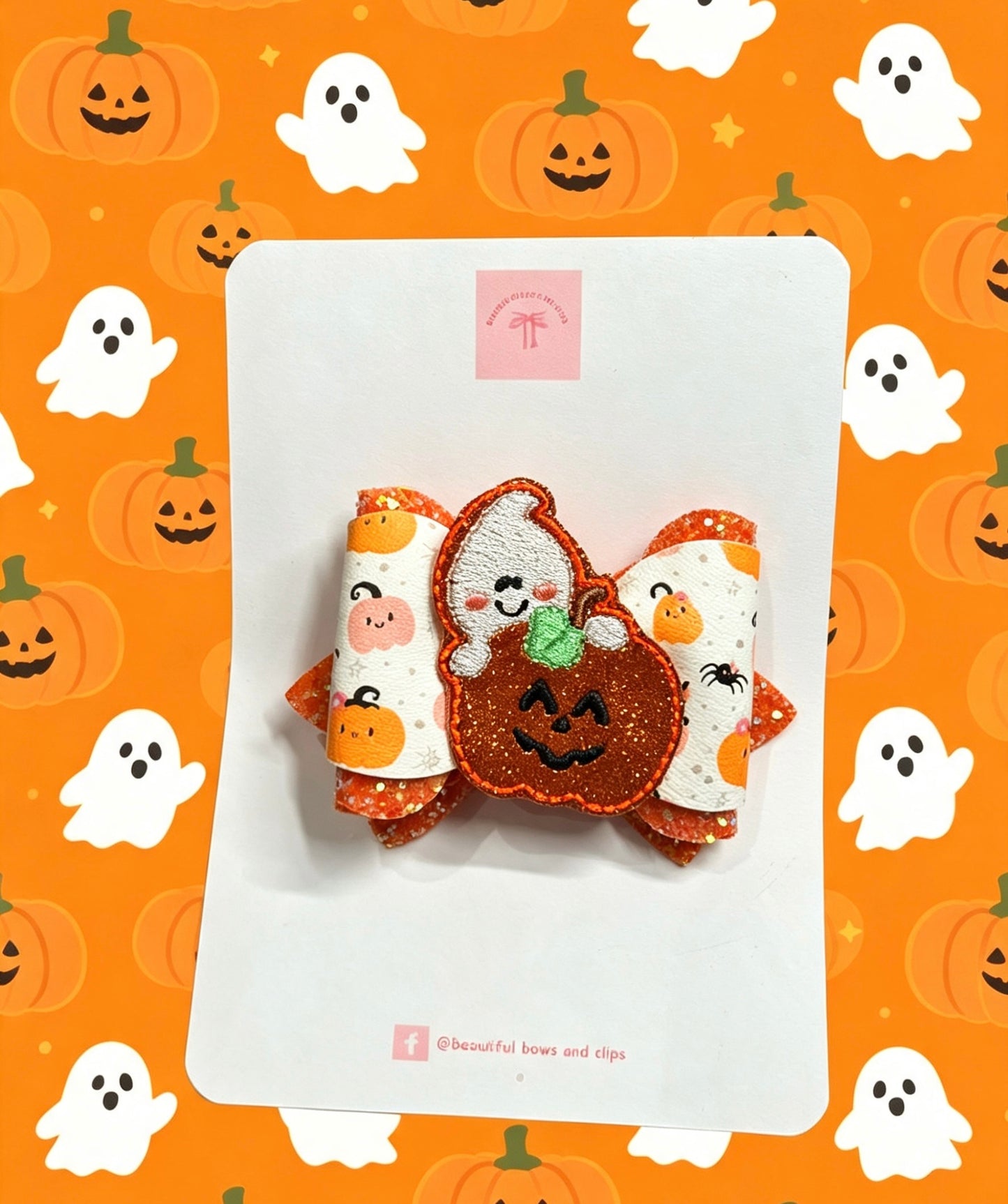 Ghost pumpkin hair bow