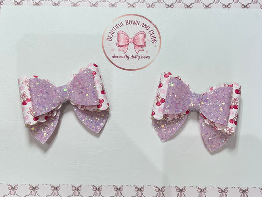 Cherry hair bow set
