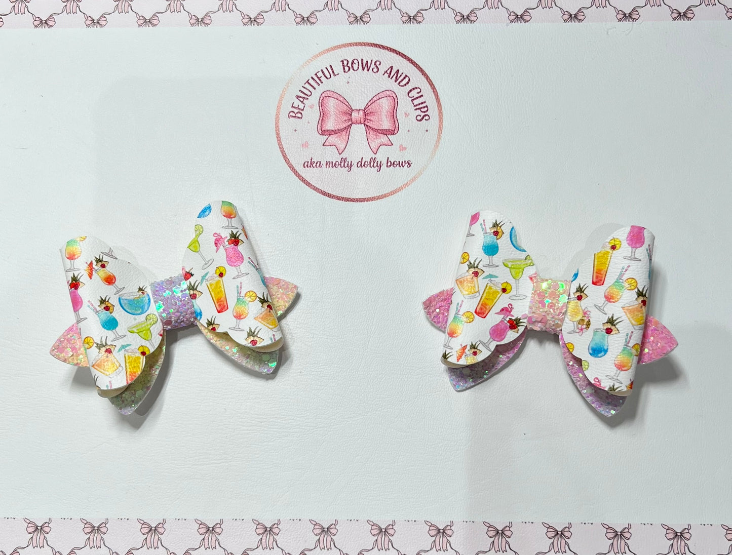 Summer drinks hair bow set