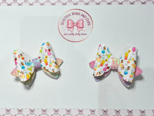 Summer drinks hair bow set