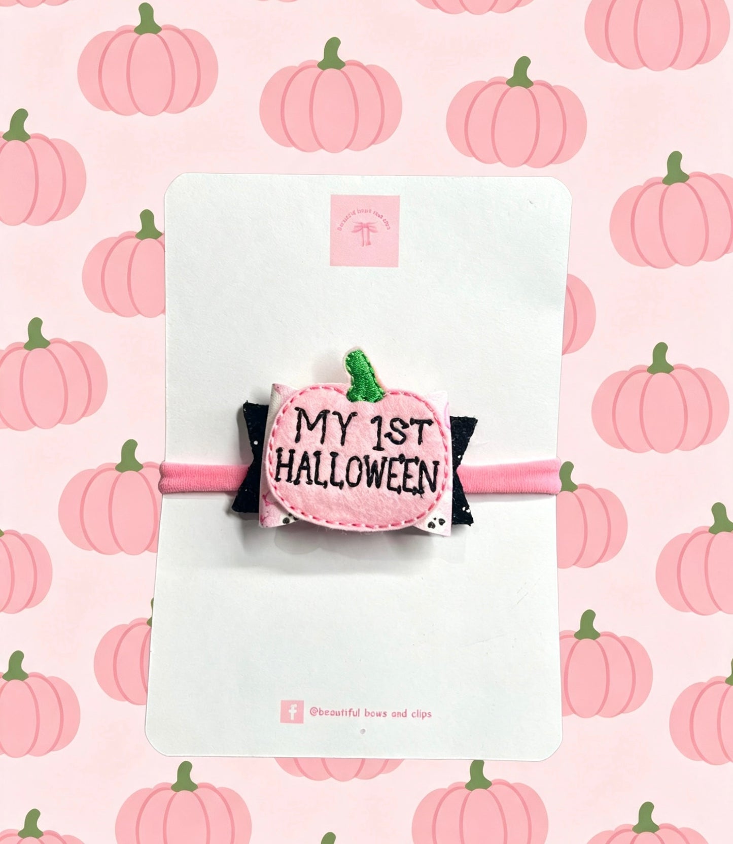 My first Halloween pink pumpkin hair bow