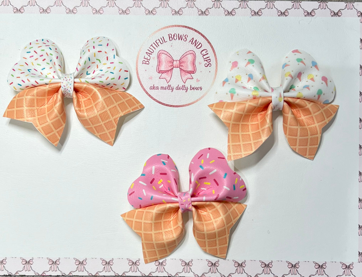 Icecream hair bows set of 3