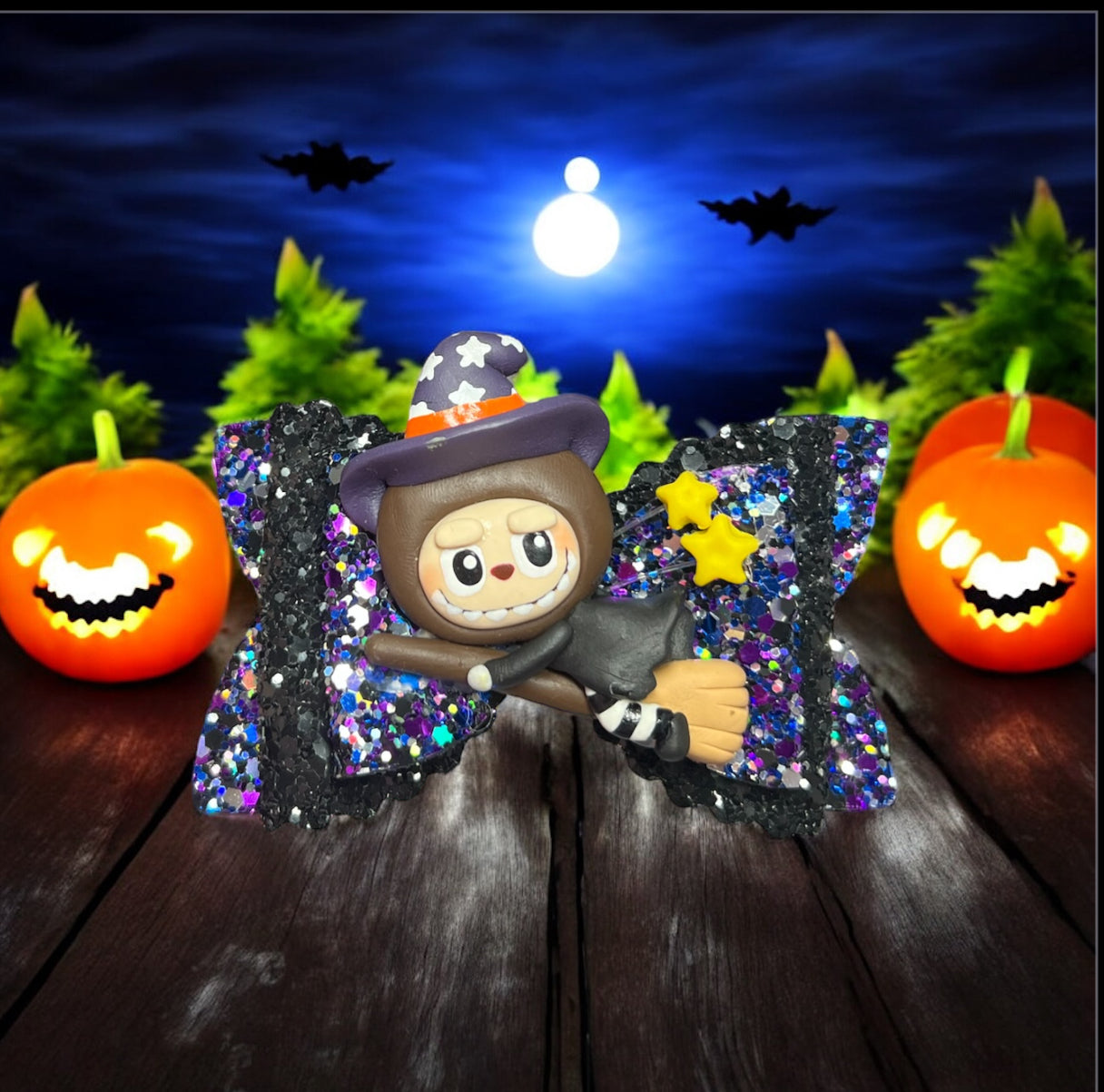 Broom stick labubu hair bow