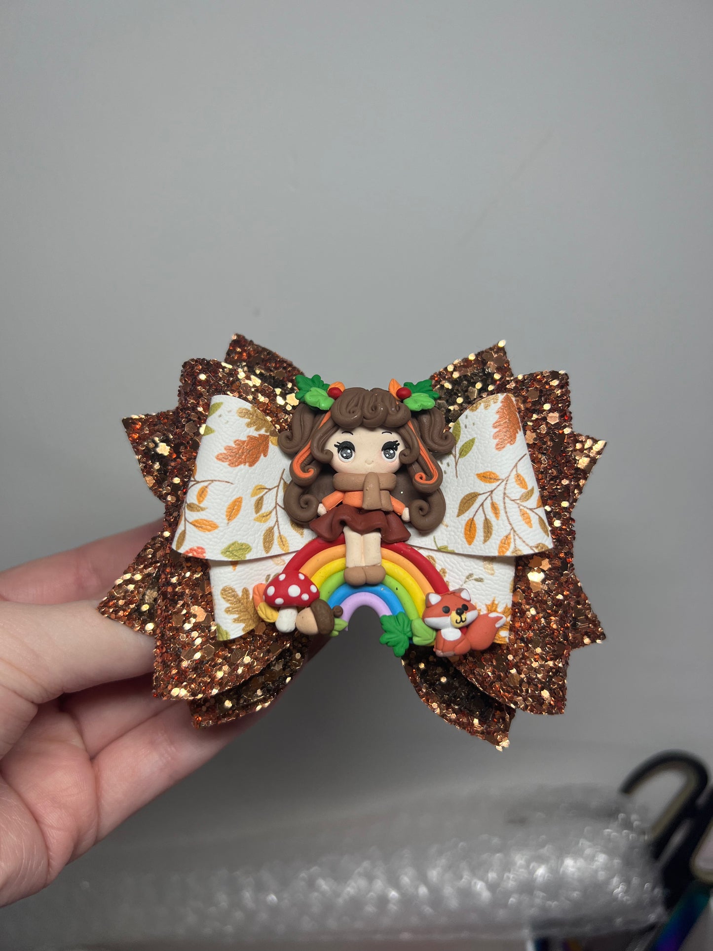 Autumn girl hair bow