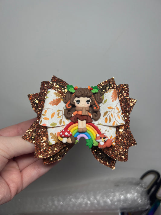 Autumn girl hair bow