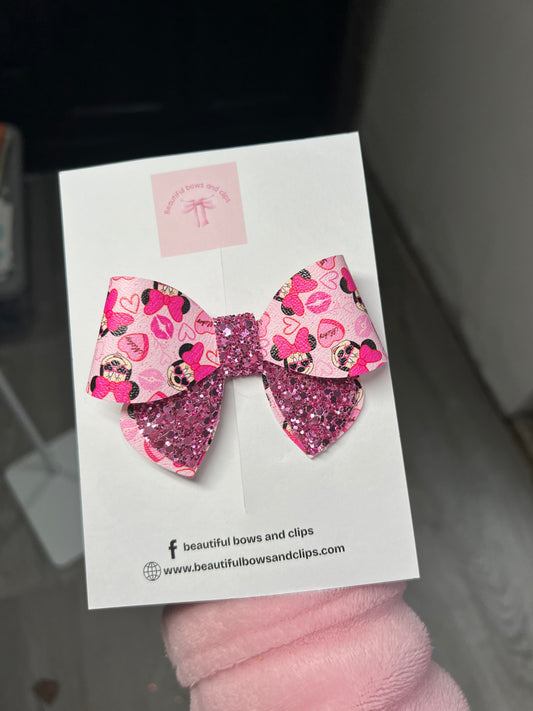 Minnie valentine hair bow set