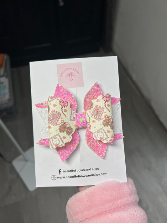 Roses and frames large hair bow