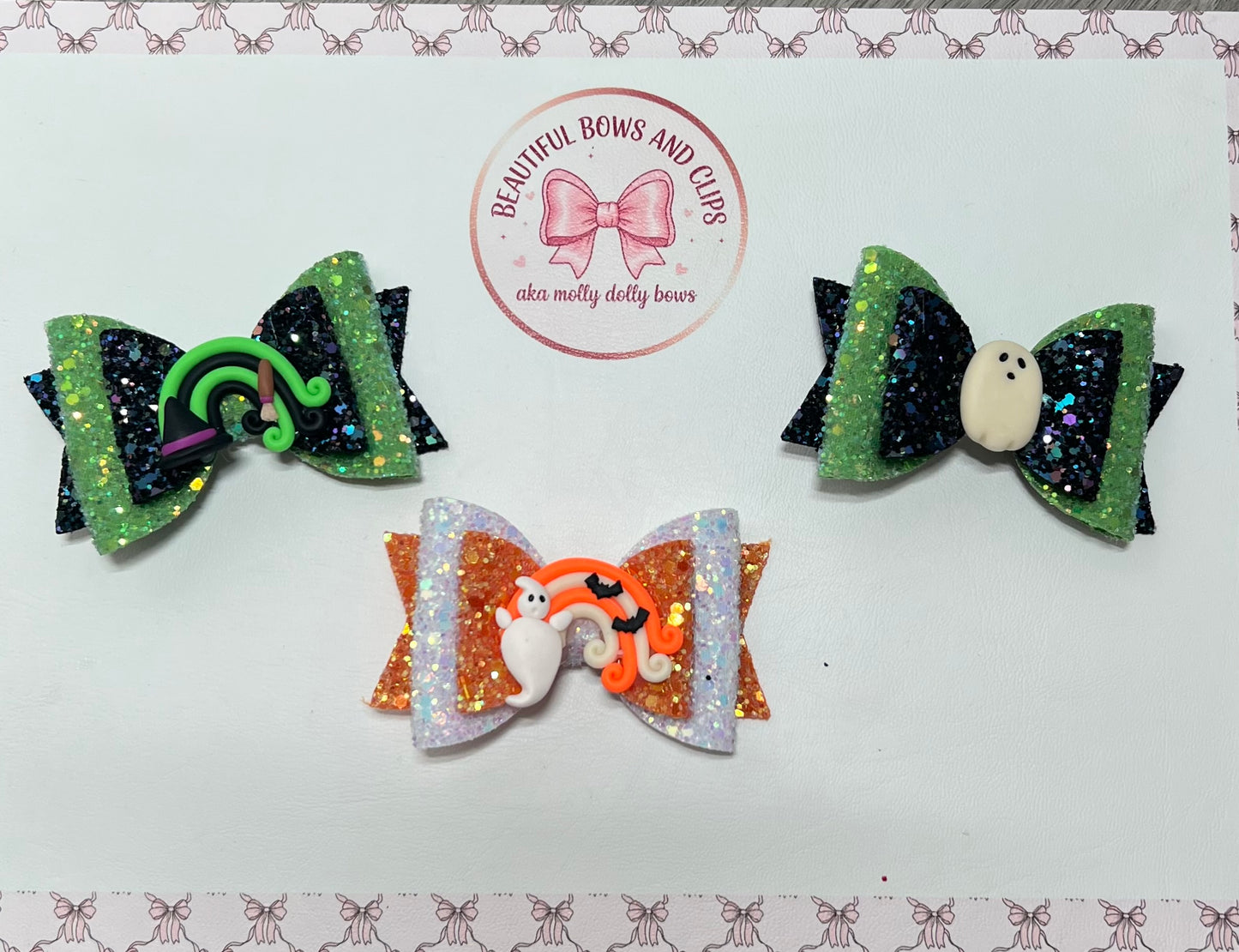 Halloween rainbow ghost , rainbow witch hat and ghost hair bows