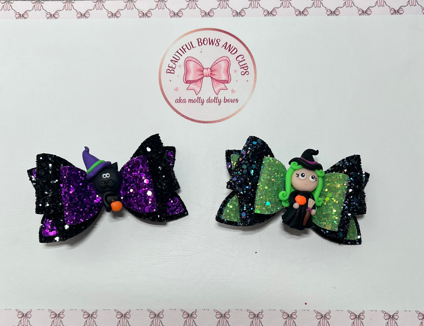 Halloween witch and cat hair bows