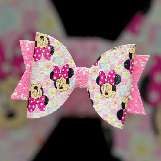 Mouse pink checked bow