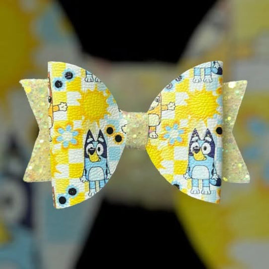 Blue dog summer hair bow