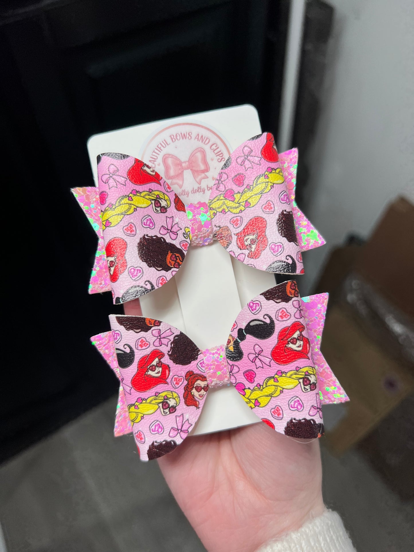 Princess valentine hair bow set