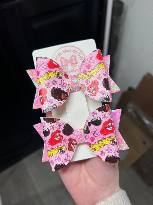 Princess valentine hair bow set
