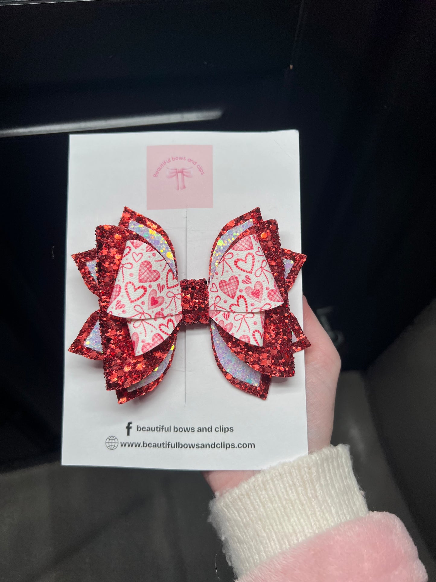 Hearts large hair bow
