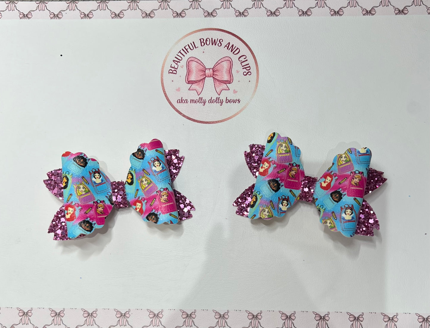 Princess school hair bow set