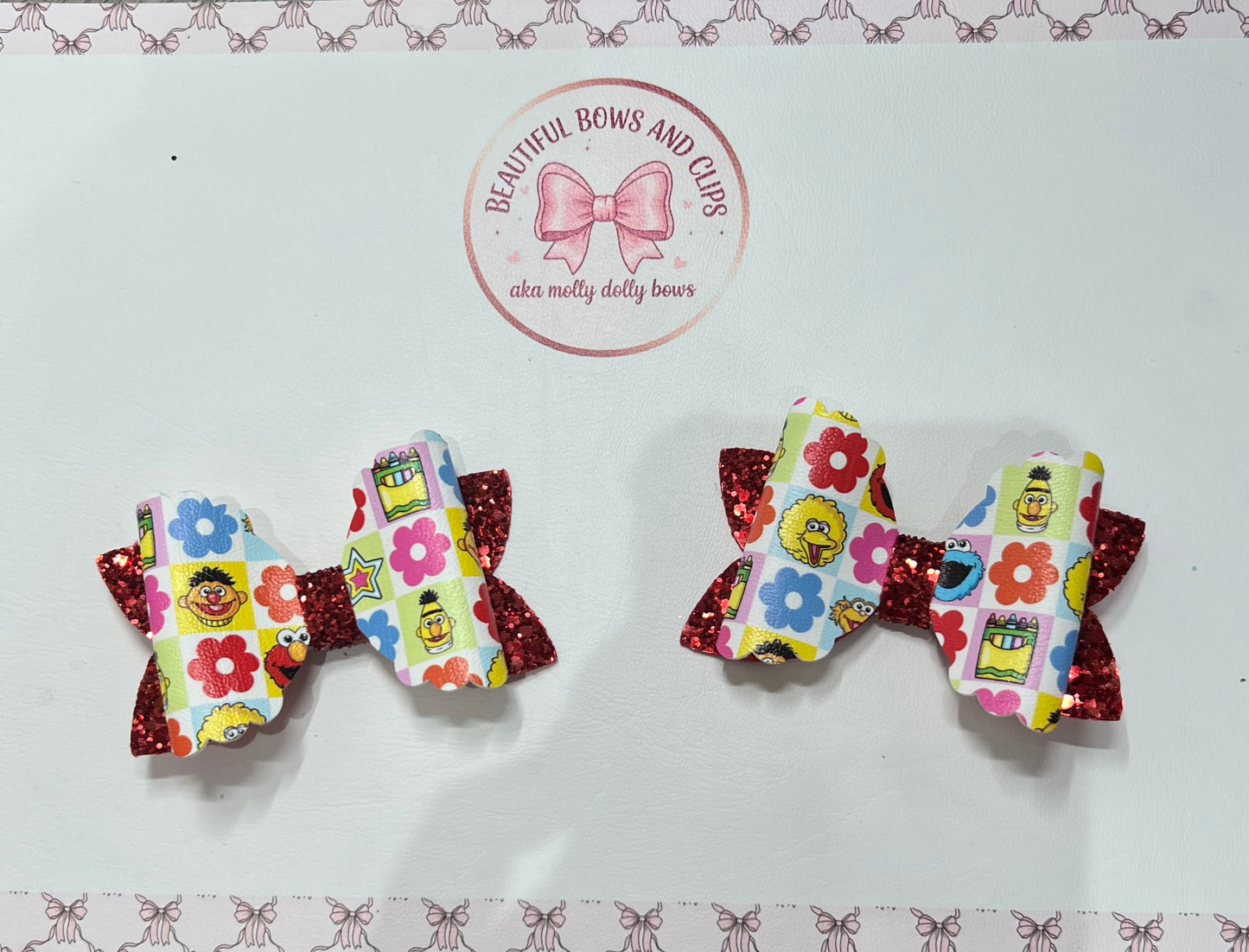 Sesame Street school hair bow set