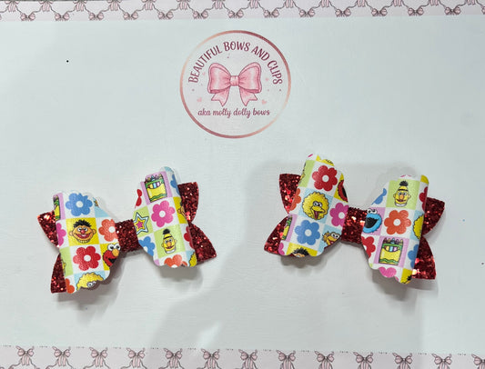 Sesame Street school hair bow set
