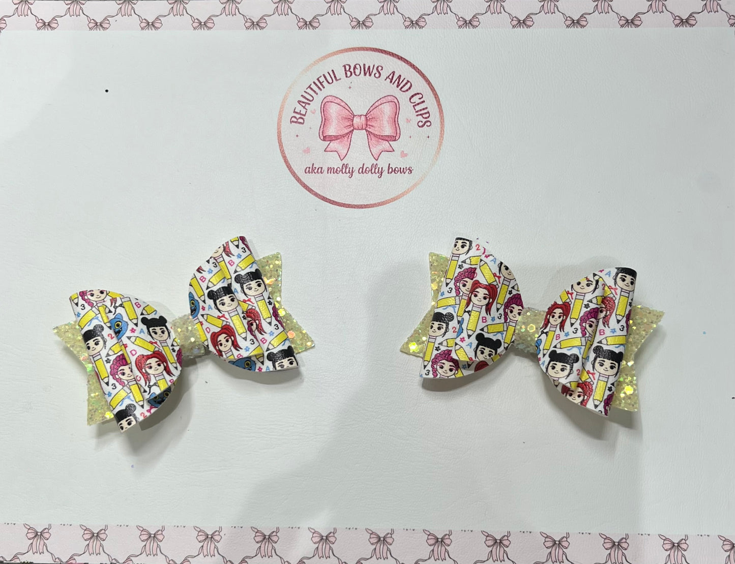 Kpop school hair bow set