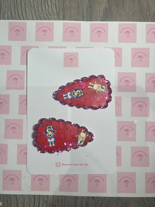 Blue dog valentines clip set