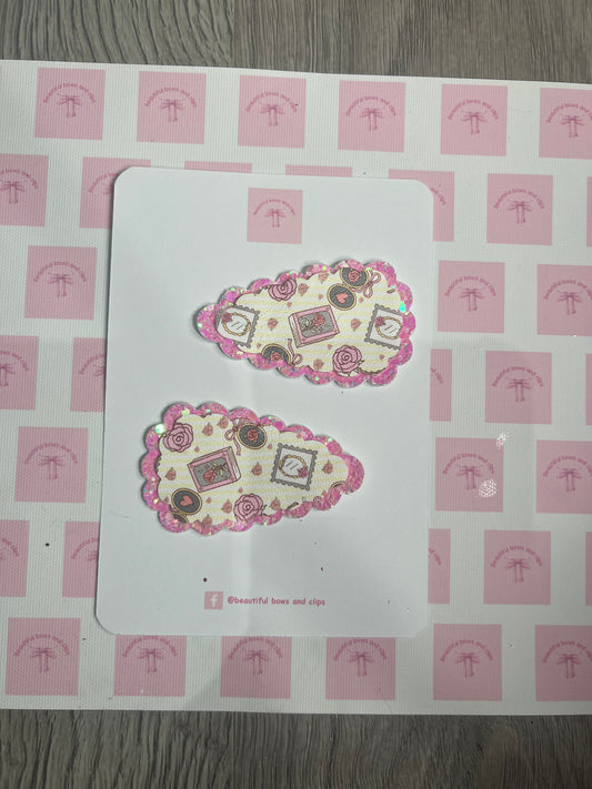 Valentines rose and frames clip set