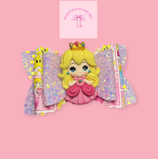Princess peach hair bow