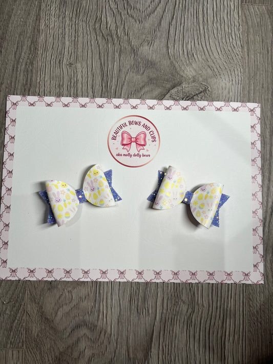 Bunny egg and chicks bow set