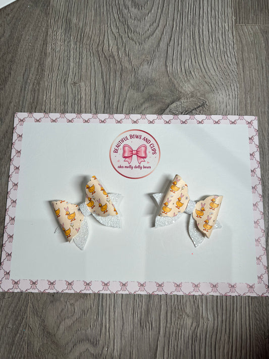 Easter ducks hair bow set