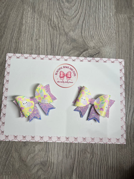 Easter bunnies hair bow set