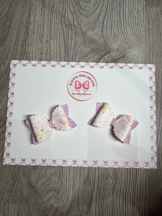 Pink Pastel Easter hair bow set