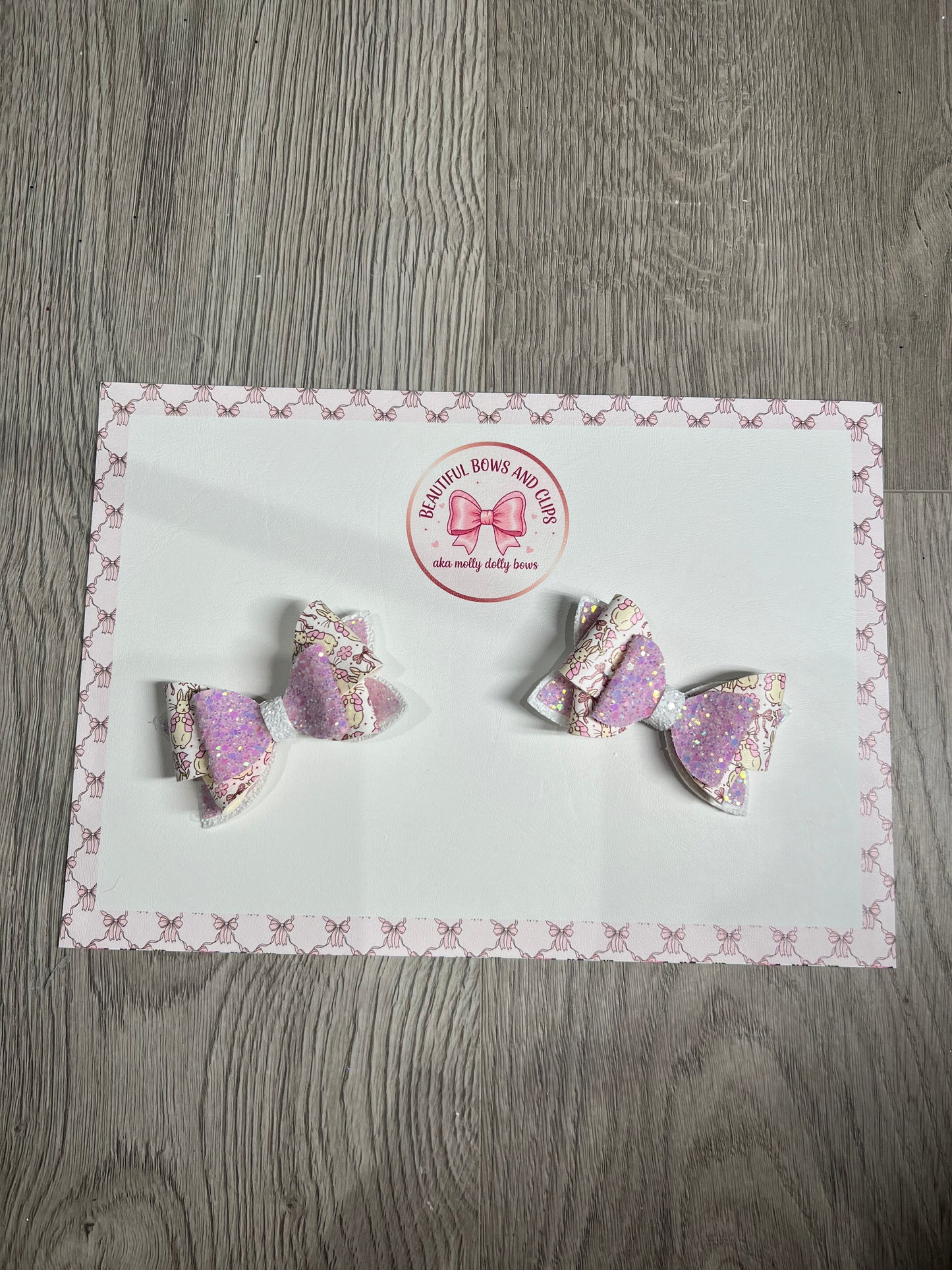 Peter rabbit pink hair bow set