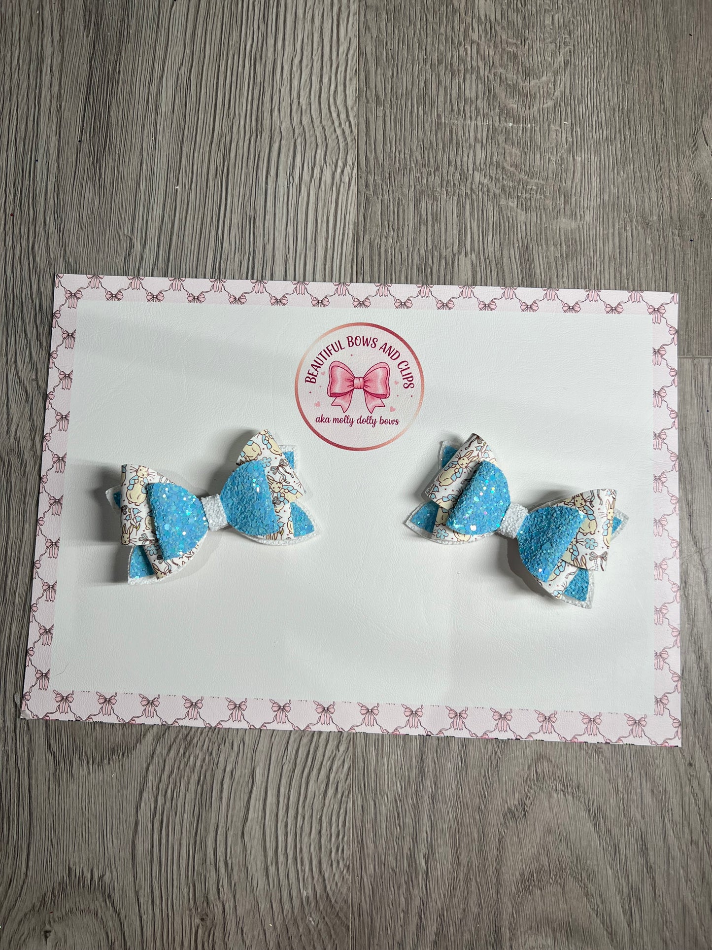 Peter rabbit blue hair bow set