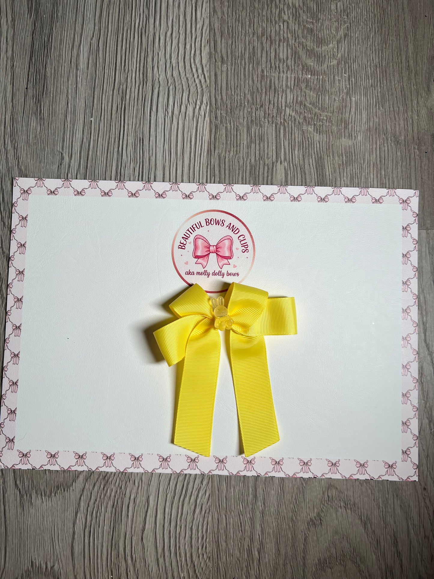 Yellow bunny ribbon hair bow