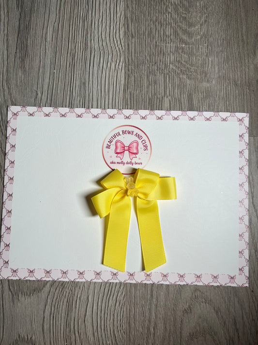 Yellow bunny ribbon hair bow