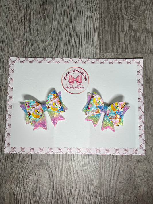Pooh bear Easter hair bow set