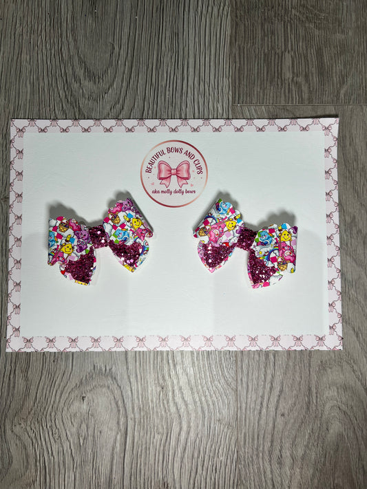 Care bear Easter hair bow set