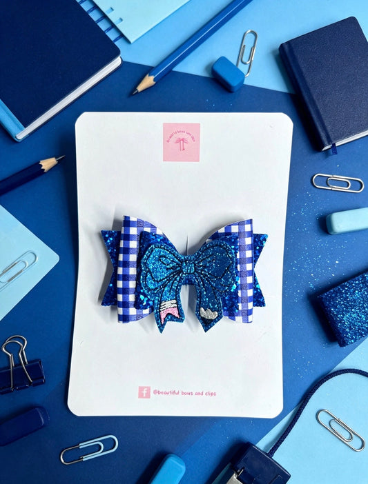Navy/royal blue school hair bow
