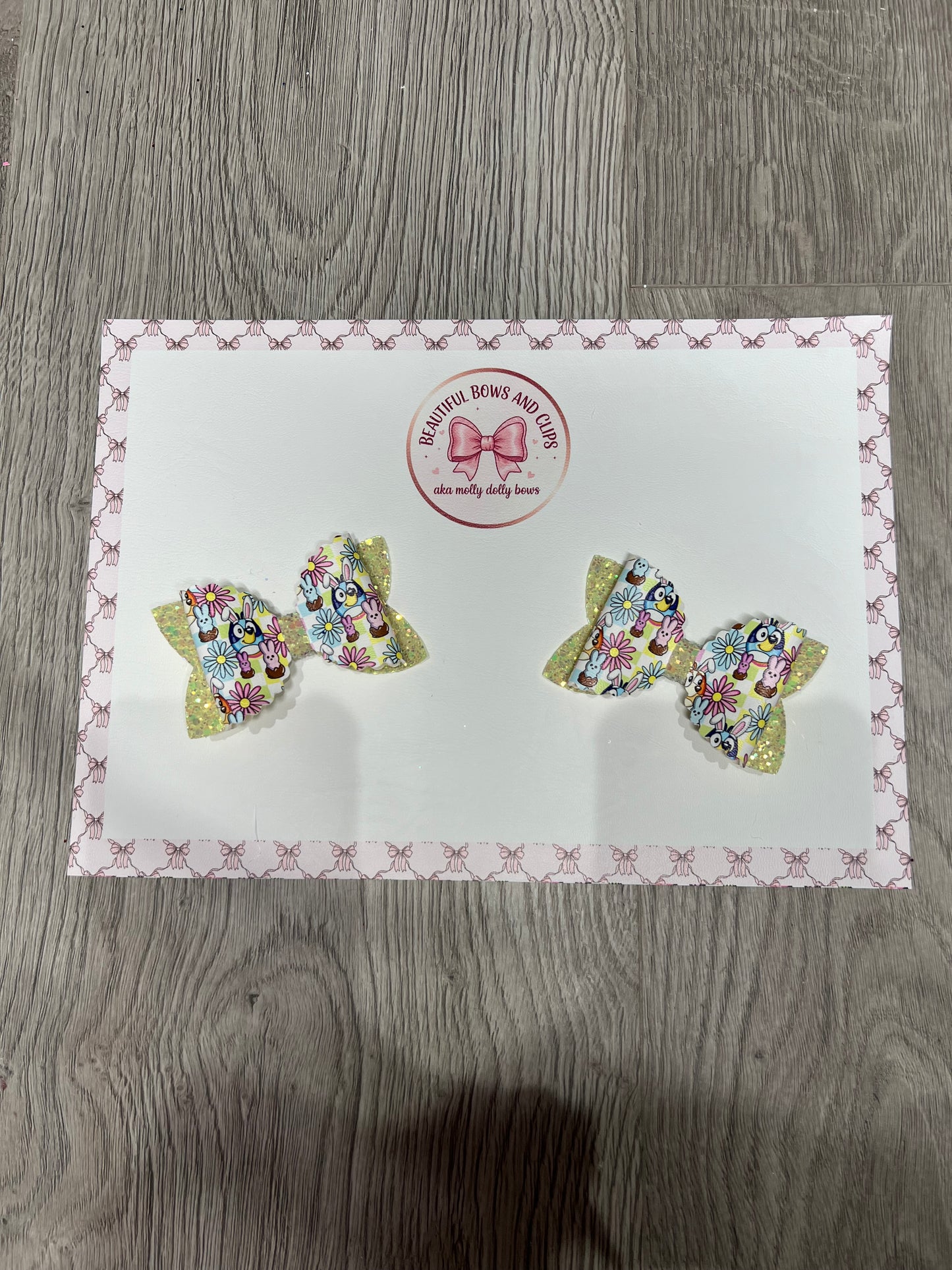 Blue dog Easter hair bow set