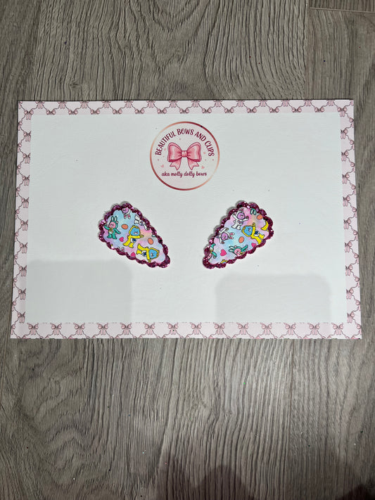 Care bear Easter hair clip set