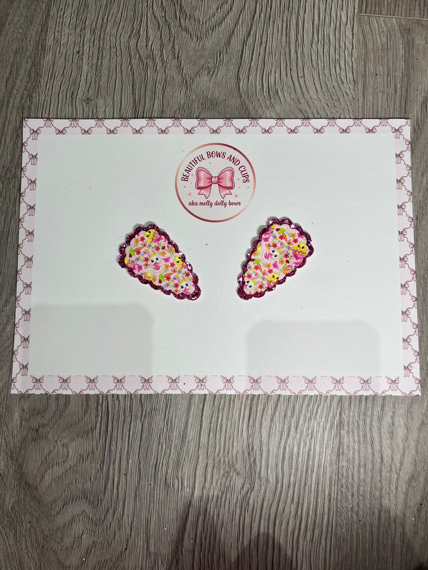 Pink Easter hair clip set