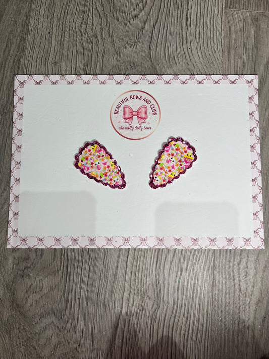 Pink Easter hair clip set
