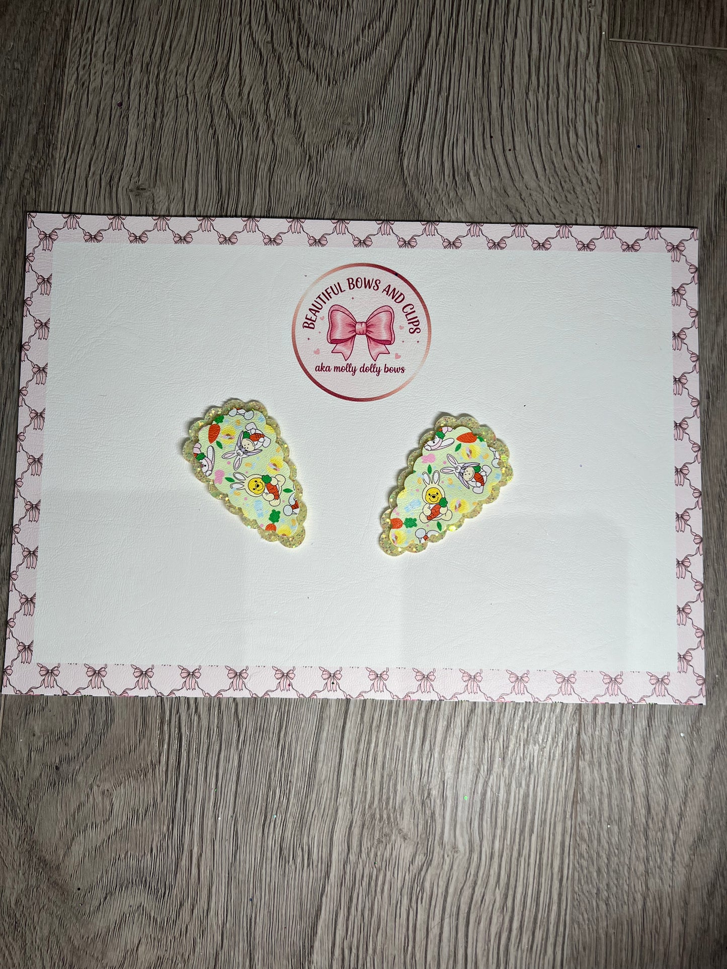 Pooh bear Easter hair clip set