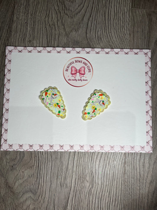 Pooh bear Easter hair clip set
