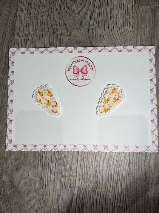 Easter ducks hair clip set