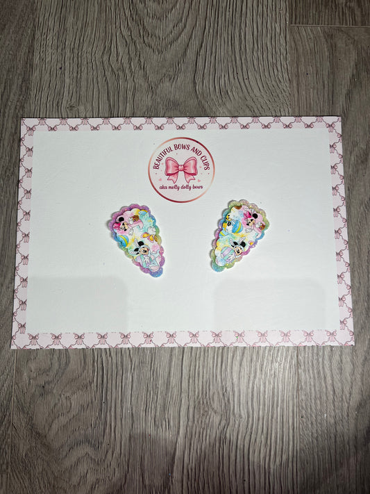 Minnie and Mickey Easter hair clip set