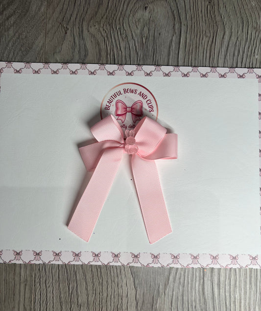 Light pink ribbon bunny hair bow