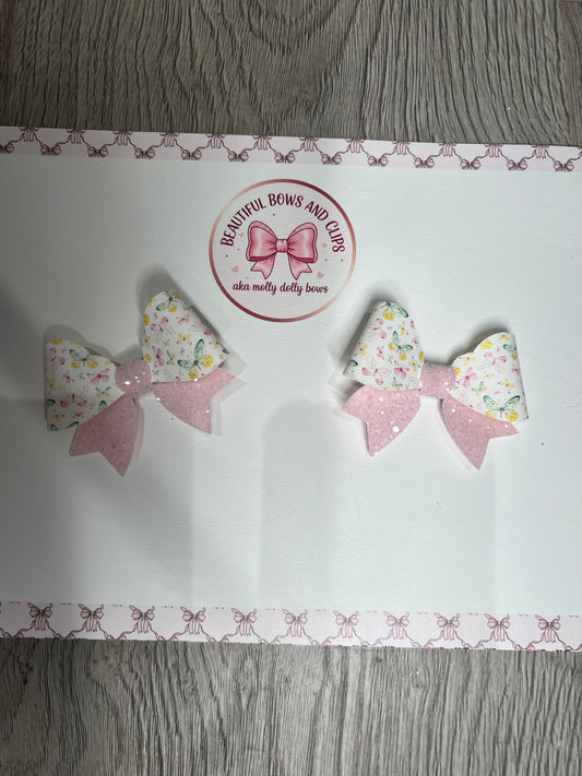 Spring butterflies hair bow set