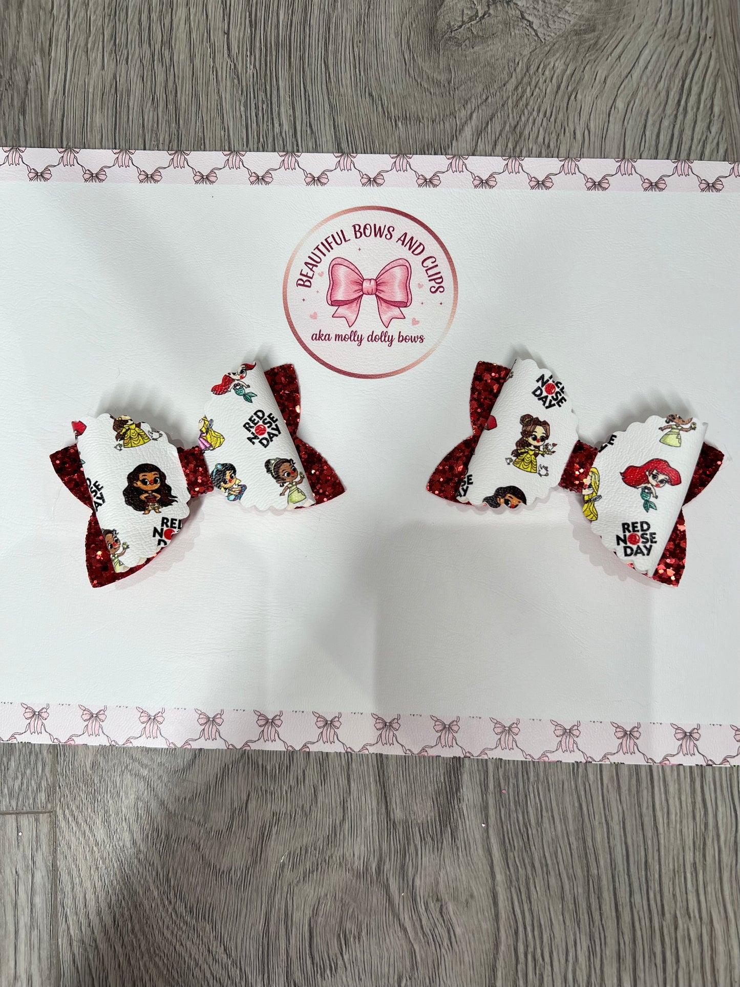 Princess Red Nose Day hair bow set