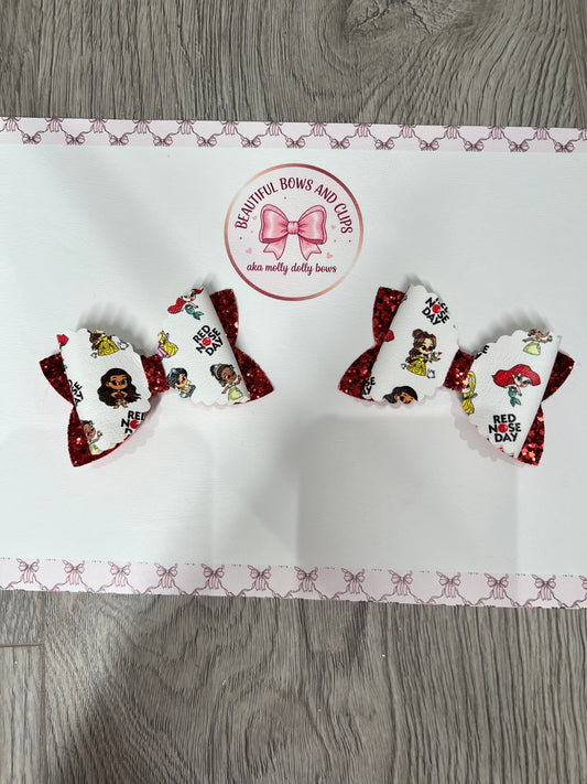 Princess Red Nose Day hair bow set